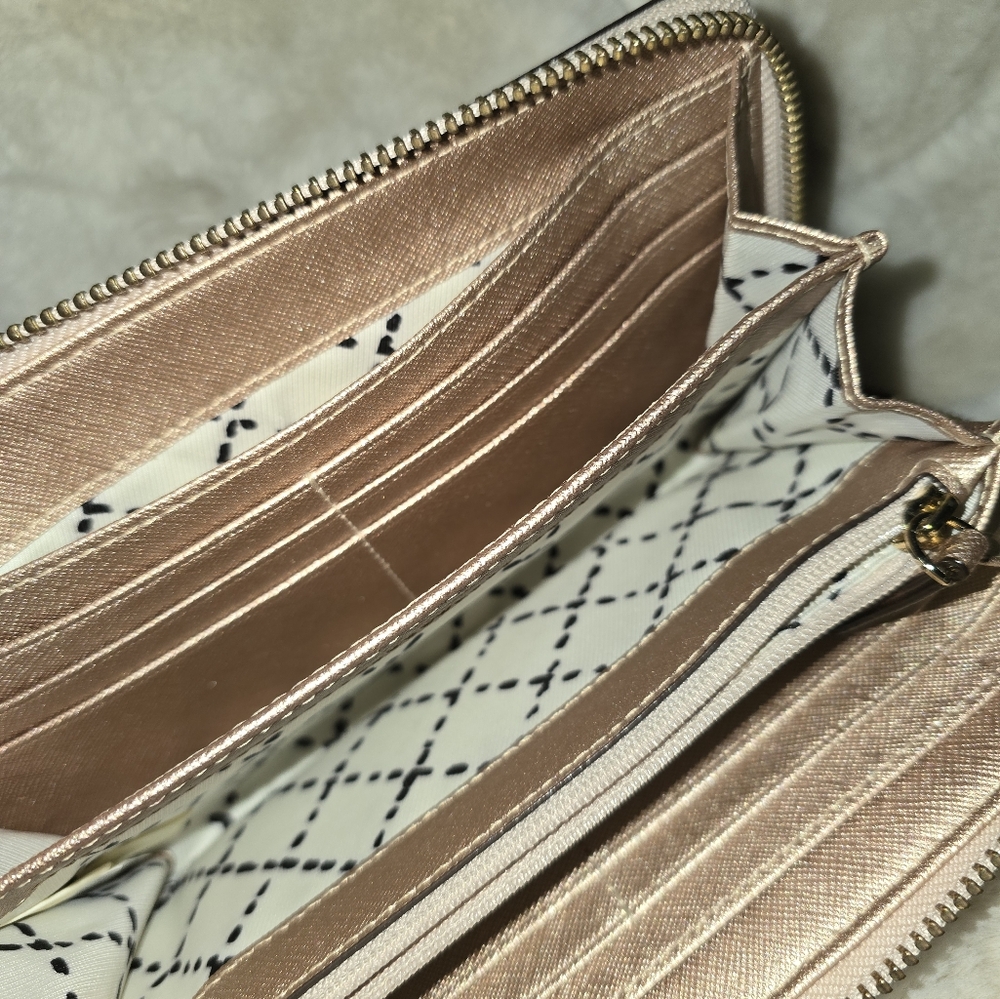 kate spade rose gold zip around wallet - Picture 8 of 12